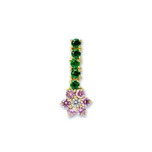 Load image into Gallery viewer, Green Pink Flower Drop Earring Pair
