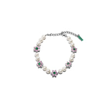 Load image into Gallery viewer, MICRO Green &amp; Pink Flower Freshwater Pearl Bracelet
