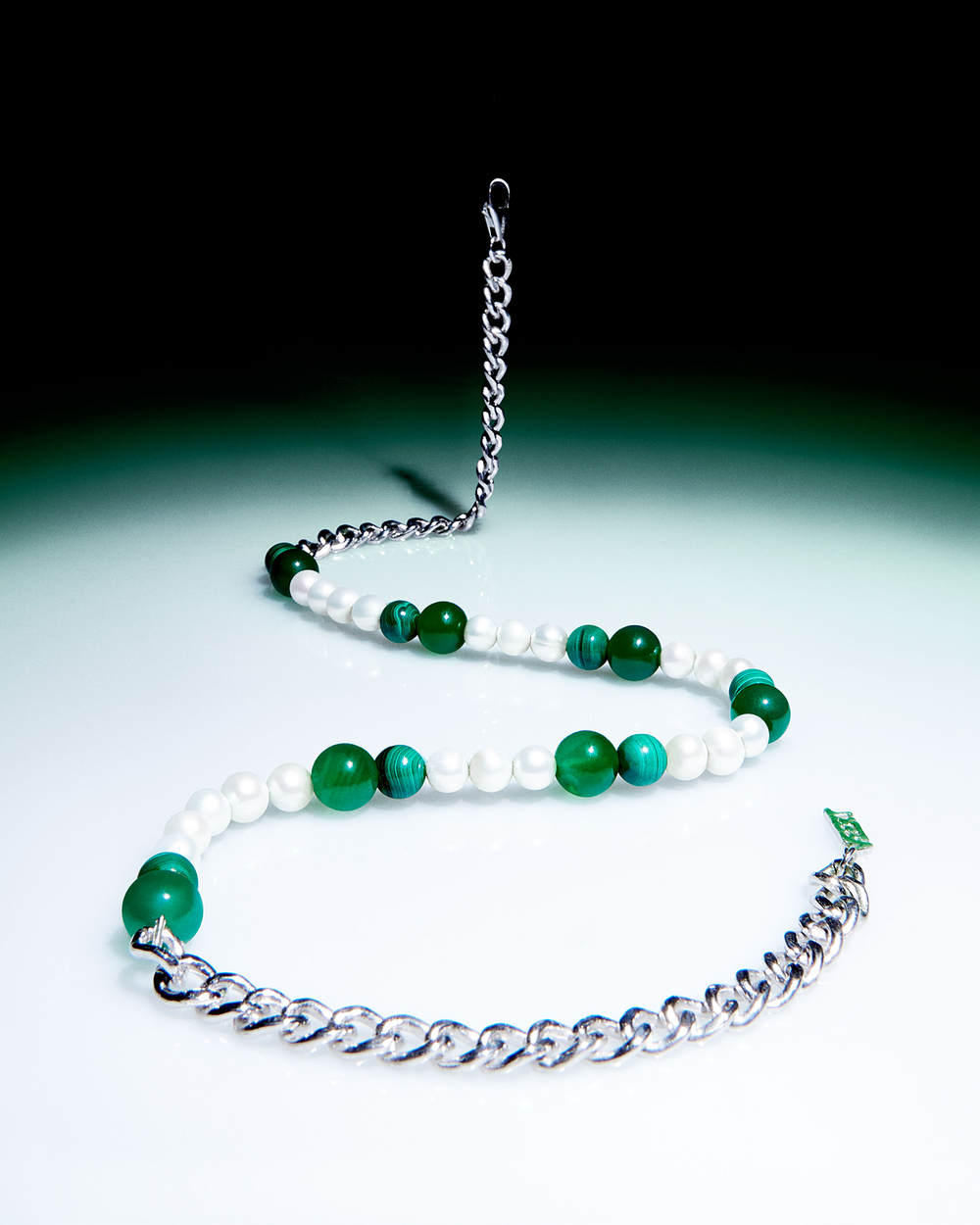 The Cuban Link Malachite, Green Onyx & Freshwater Pearl Necklace