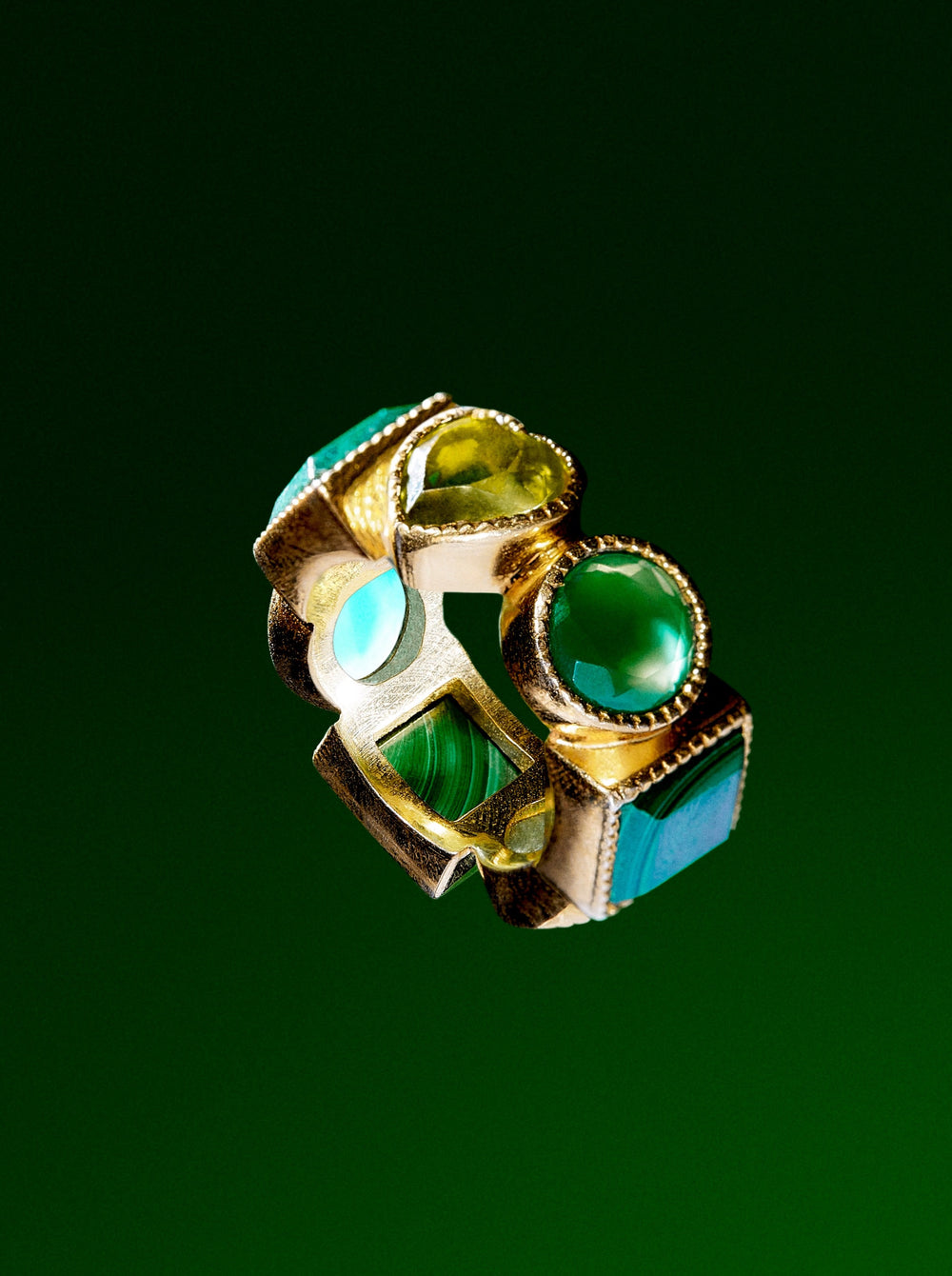 The Green Shape Ring in Yellow Gold