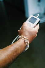 Load image into Gallery viewer, MICRO Green &amp; Pink Flower Freshwater Pearl Bracelet - 18K gold plated 925 Sterling Silver
