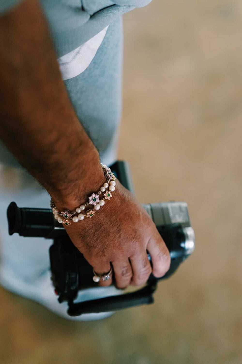 MICRO Green & Pink Flower Freshwater Pearl Bracelet