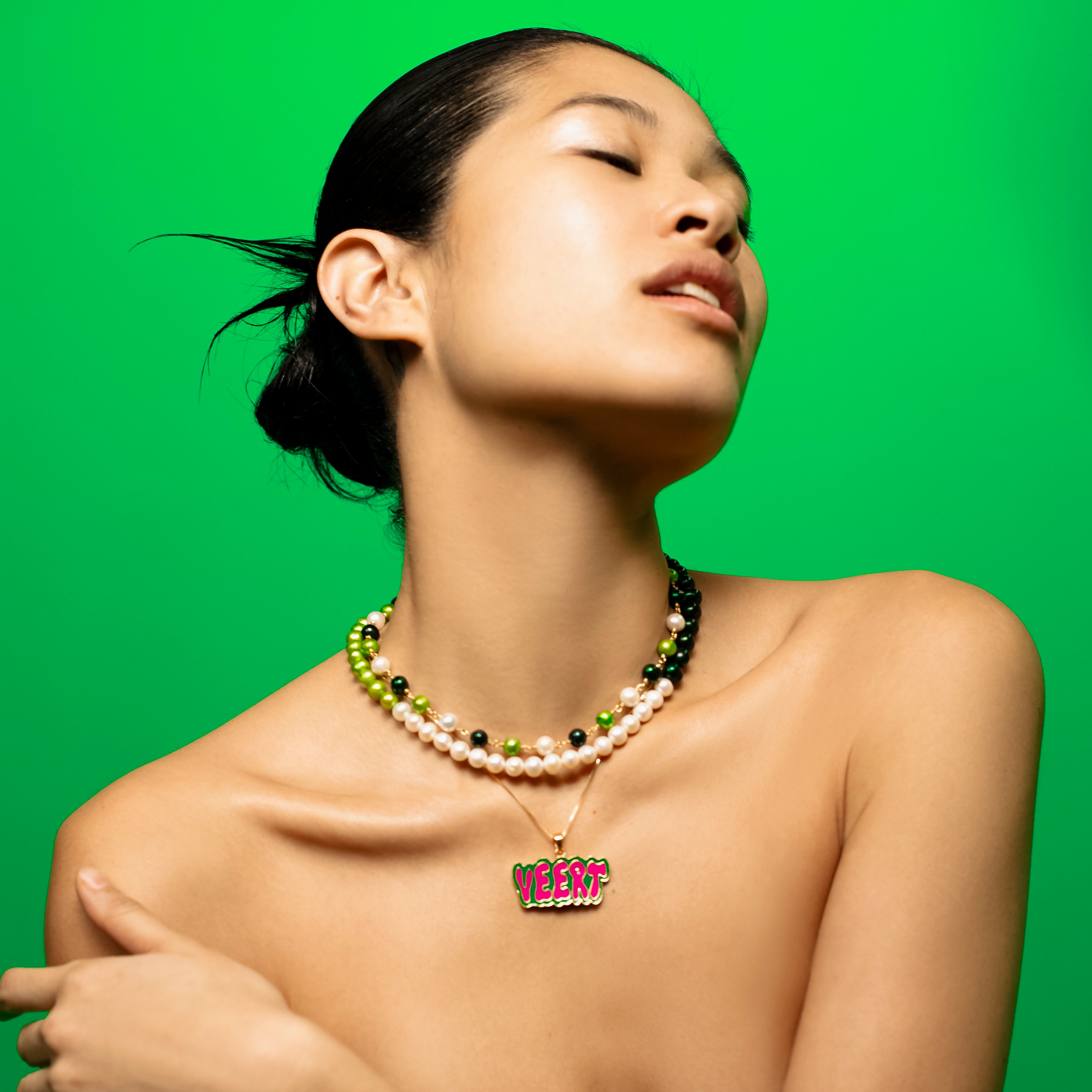 VEERT The Green Shape ネックレス VEERT - The Green Pearl Shape Necklace in White Gold