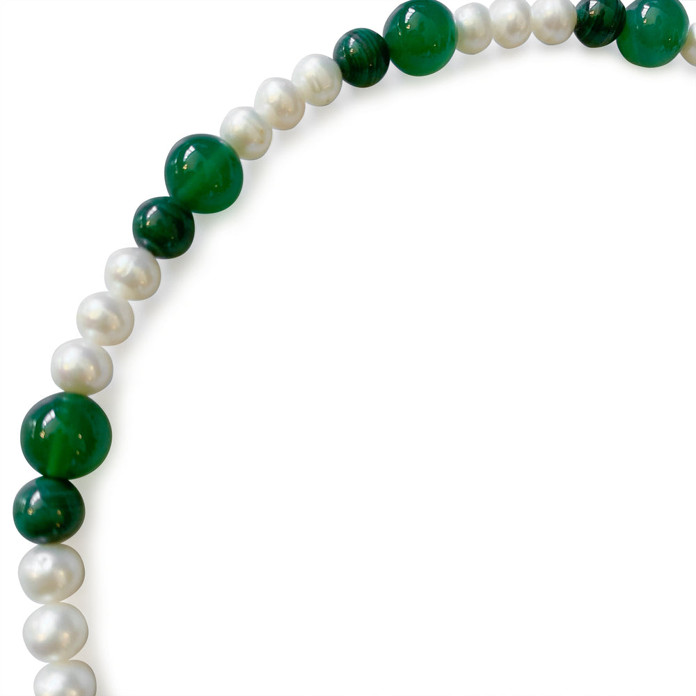 Green Onyx & Malachite Freshwater Pearl Necklace Clasp