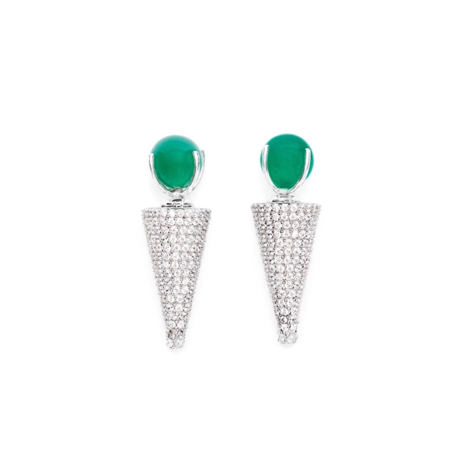 Green Onyx Spike Earring Pair