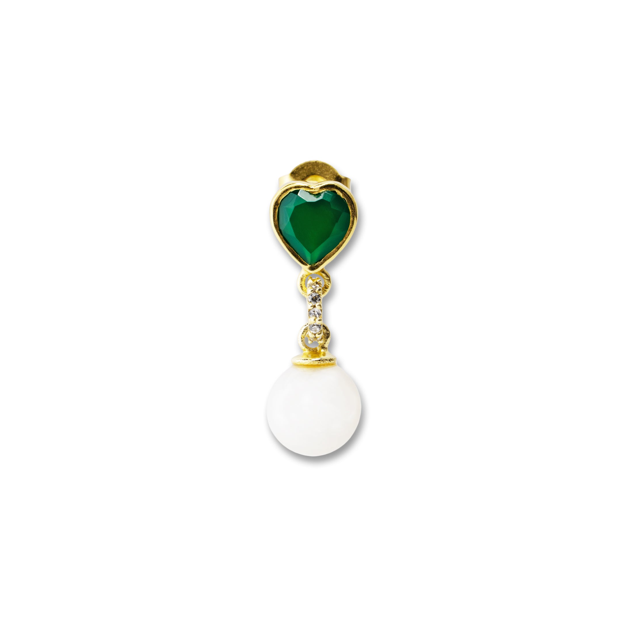 Green Onyx Freshwater Pearl Earring Pair