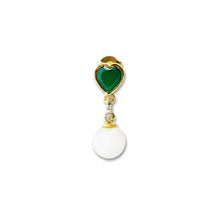 Load image into Gallery viewer, Green Onyx Freshwater Pearl Earring Pair

