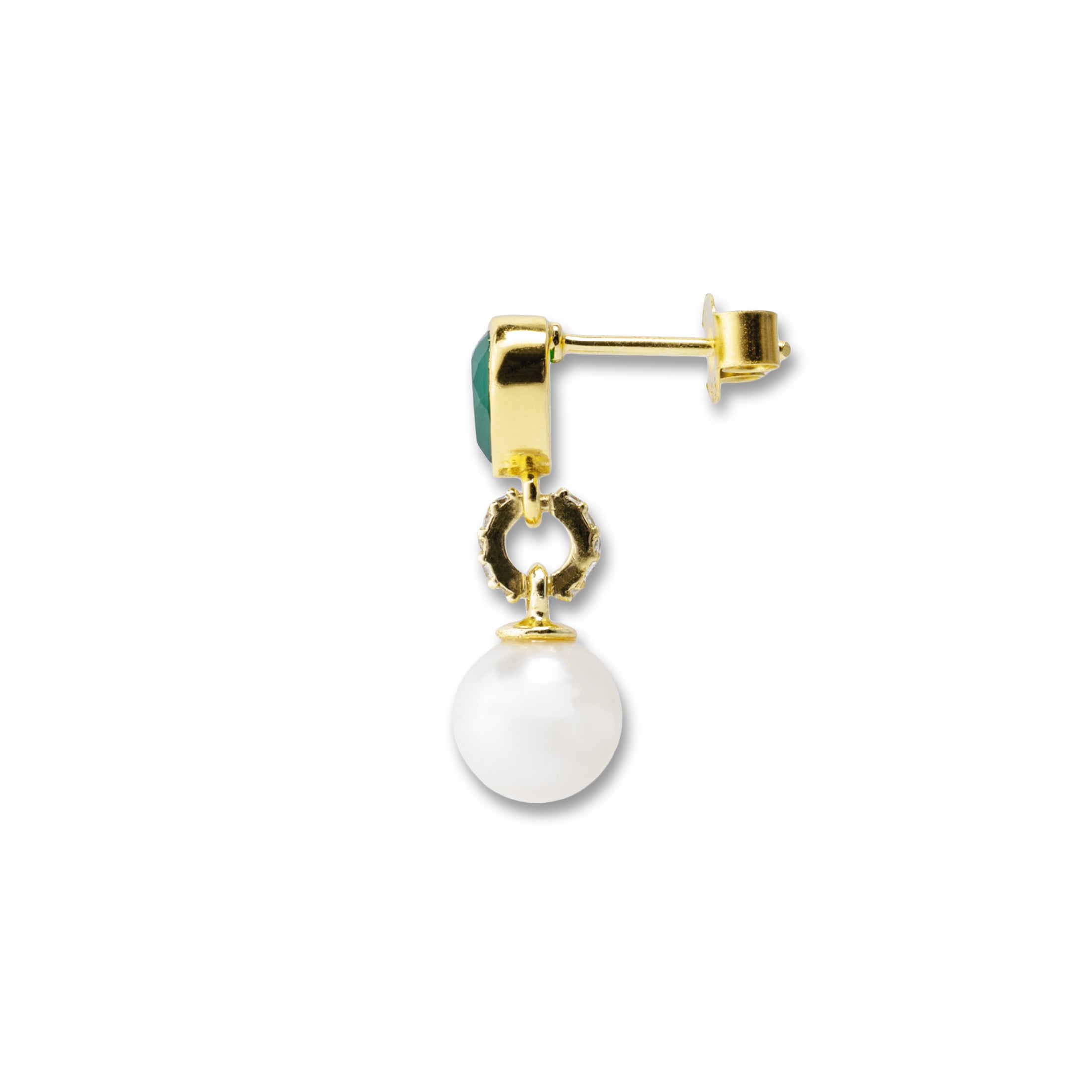 Green Onyx Freshwater Pearl Earring Pair