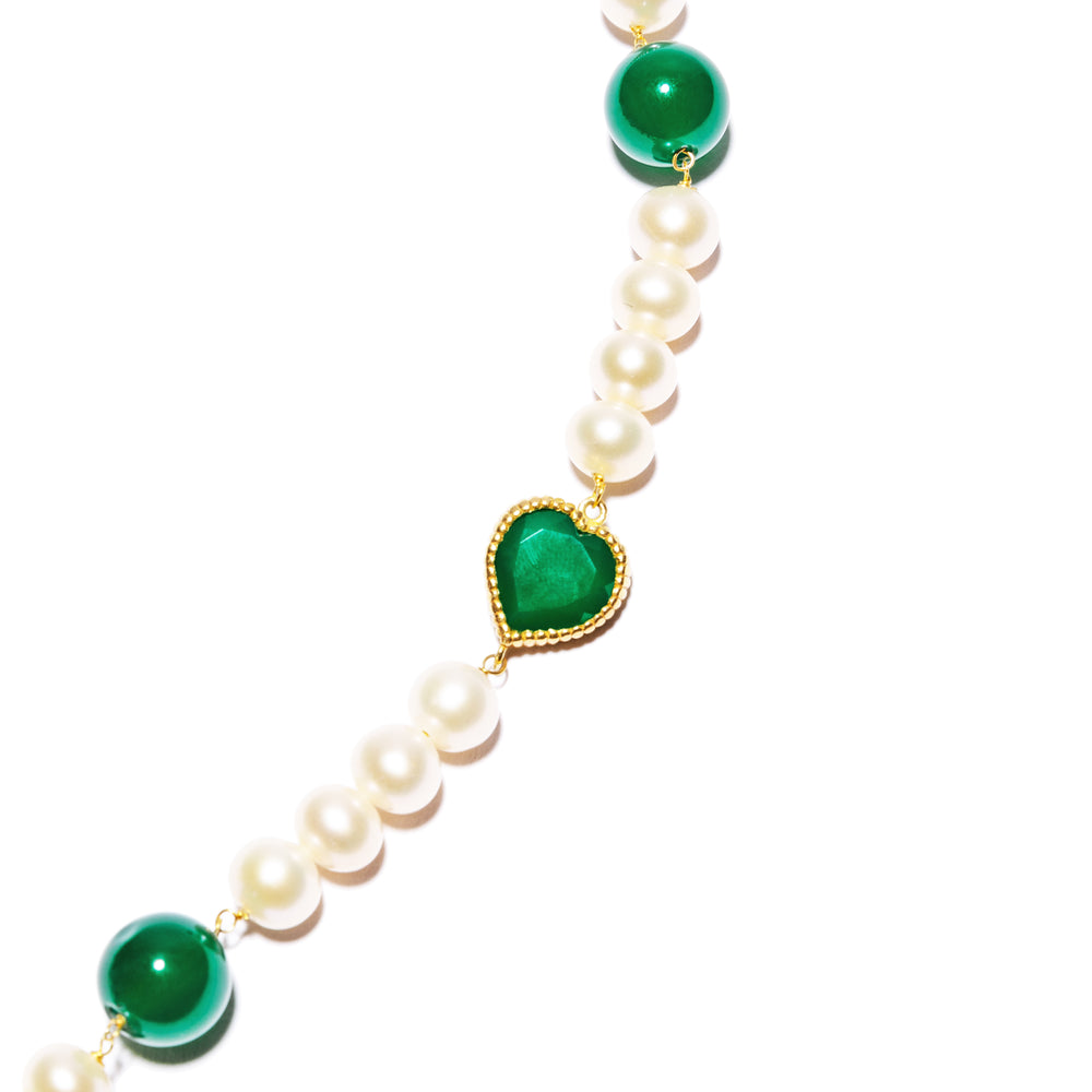 Green Onyx Freshwater Pearl Necklace