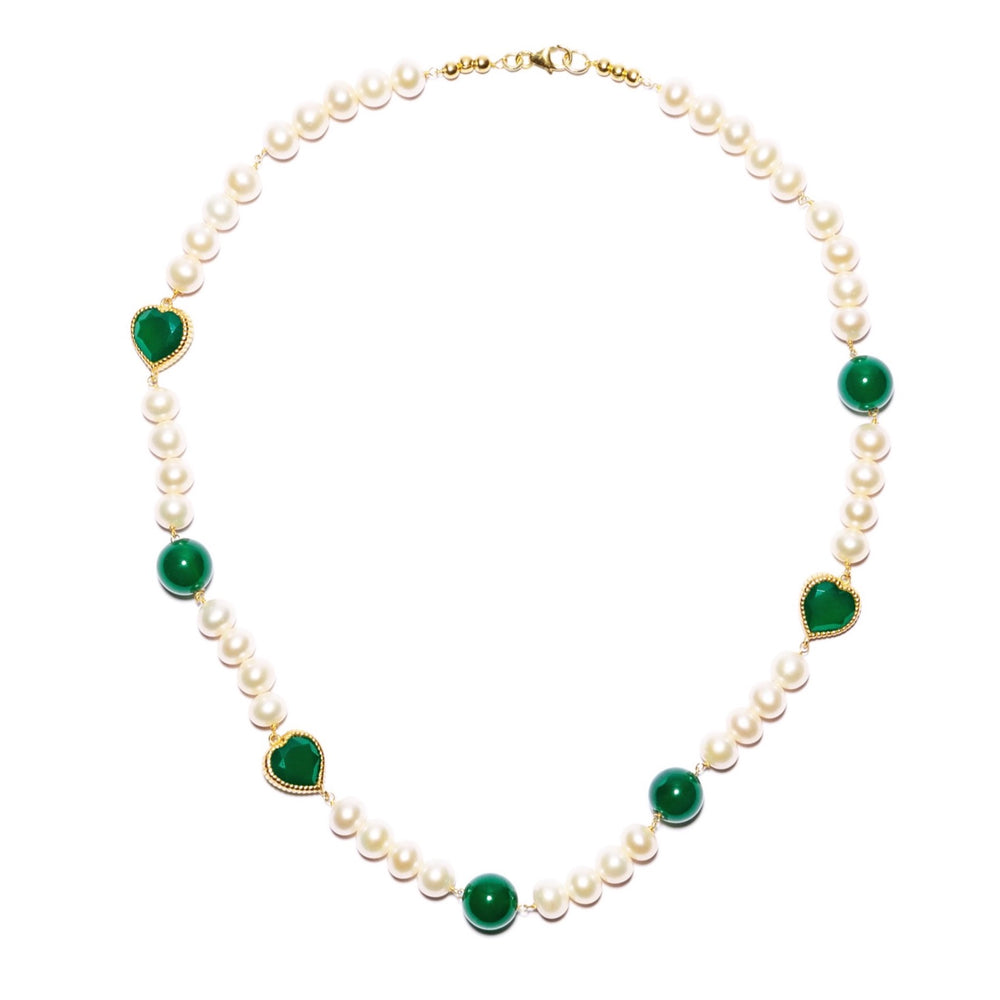 Green Onyx Freshwater Pearl Necklace