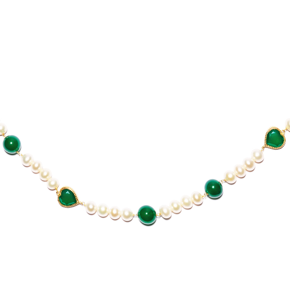 Green Onyx Freshwater Pearl Necklace