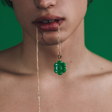 Load image into Gallery viewer, Green Enamel Flower Pendant Chain
