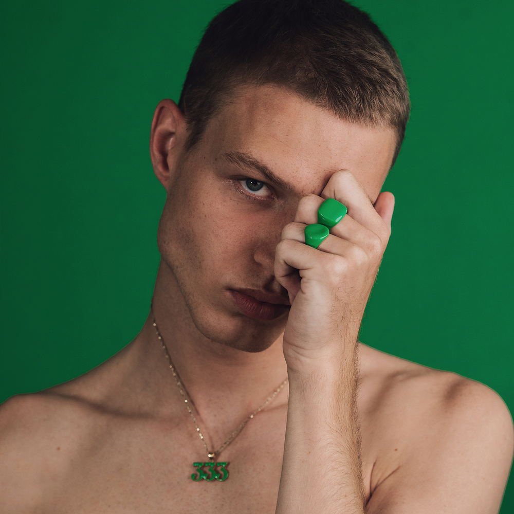 VEERT - Green Enamel Square Signet Ring