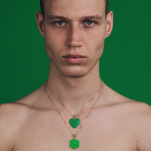 Load image into Gallery viewer, Green Enamel Heart Pendant Chain
