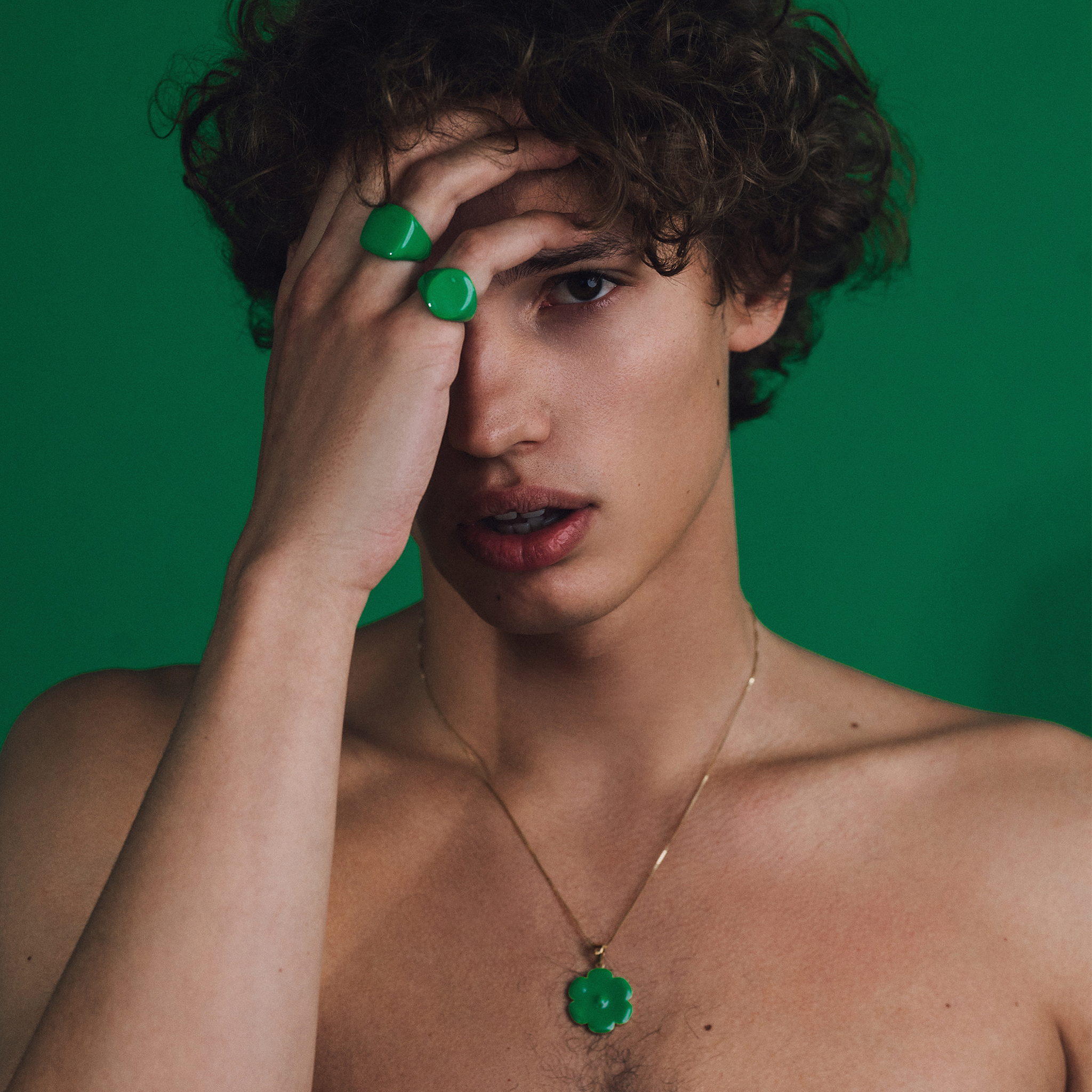 Green Enamel Flower Pendant Chain